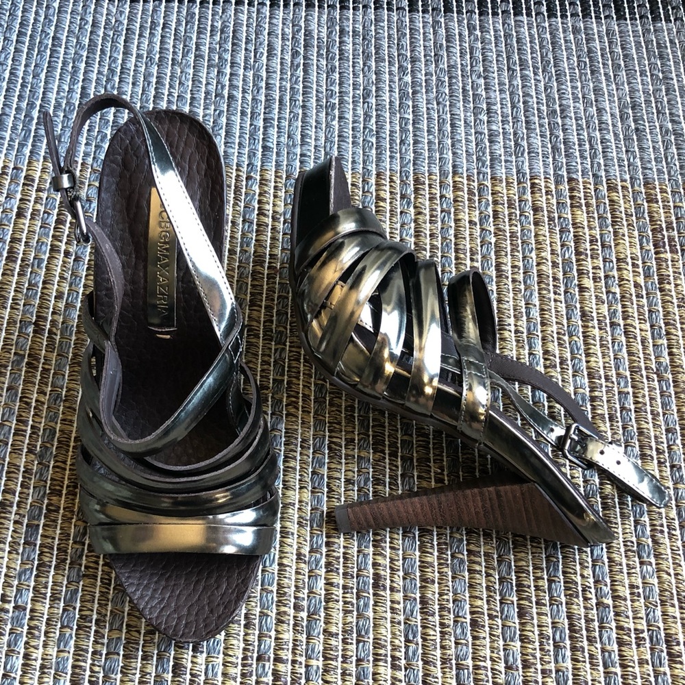 New BCBGMaxazria gun metal leather heels shoes 7